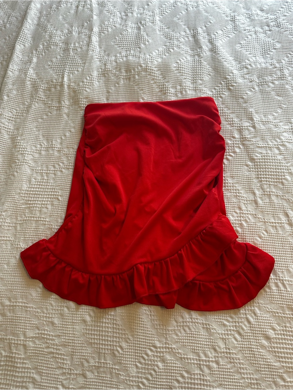 Red ruffle midi Amazon skirt